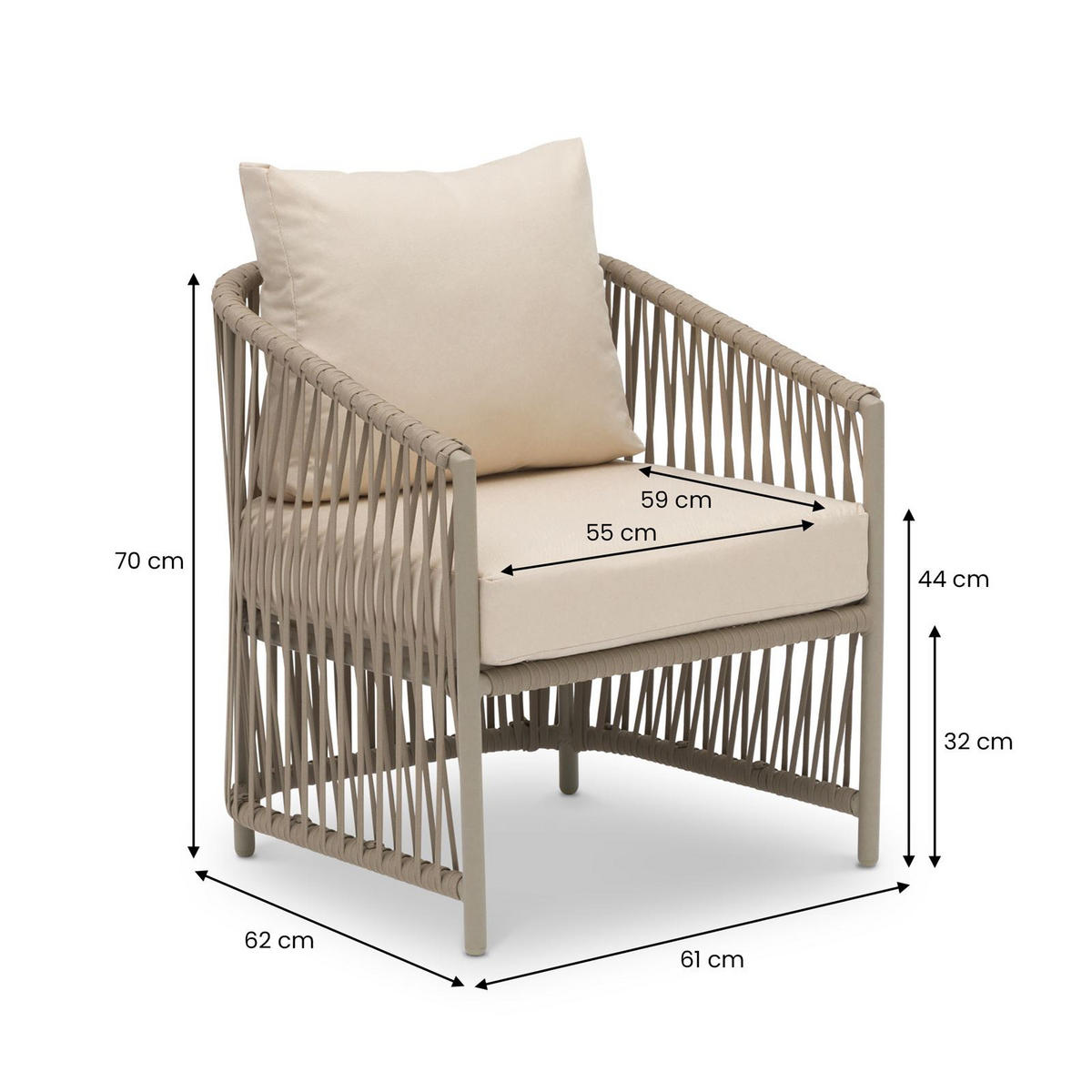 GARTENLOUNGE KULO 4er Set champagne - Champagner, Textil - IDIMEX