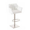 BARHOCKER Lederlook Weiß - Edelstahlfarben/Weiß, Textil/Metall (64/88/45cm) - CLP