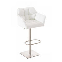 BARHOCKER Lederlook Weiß - Edelstahlfarben/Weiß, Textil/Metall (64/88/45cm) - CLP