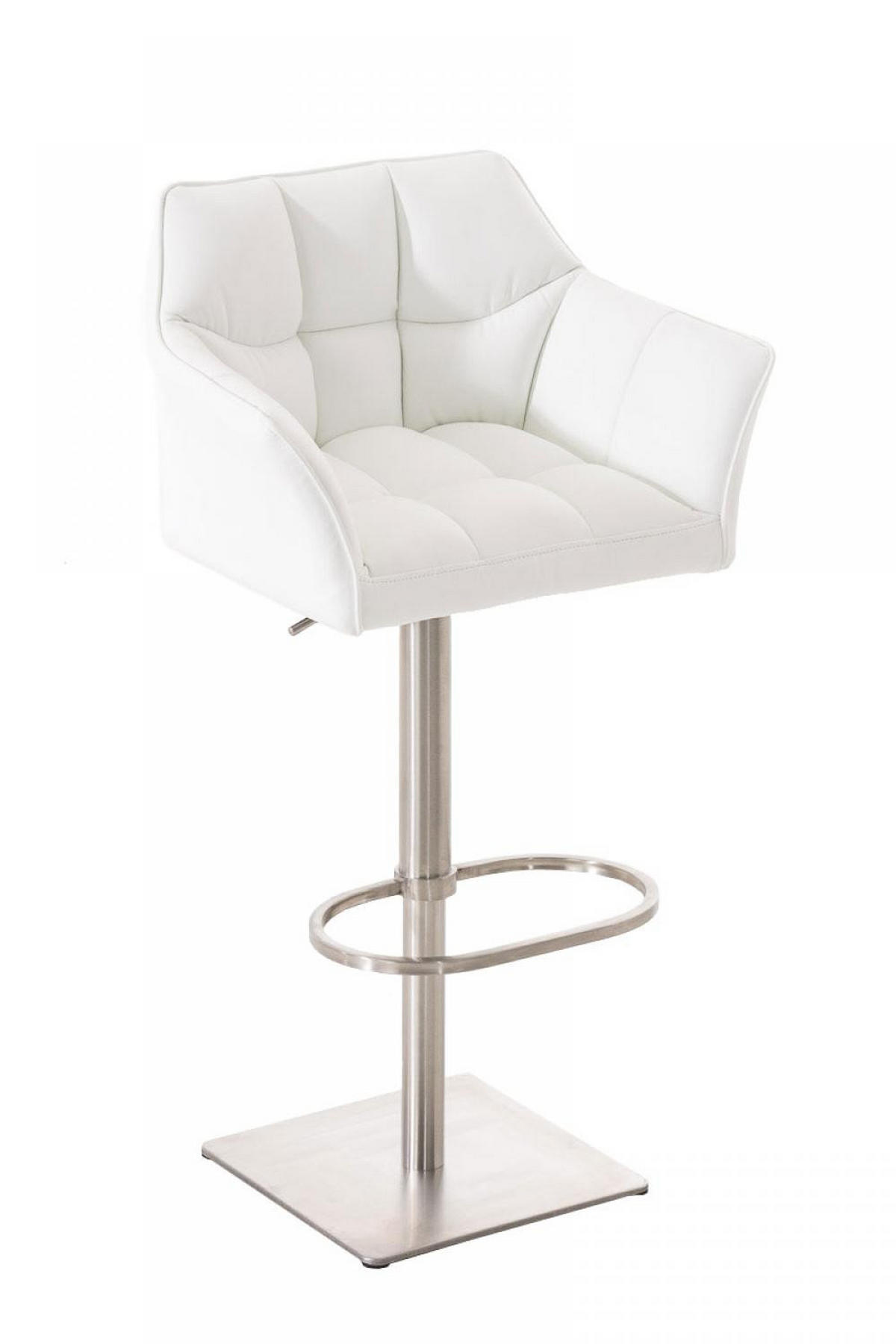 BARHOCKER Lederlook Weiß - Edelstahlfarben/Weiß, Textil/Metall (64/88/45cm) - CLP