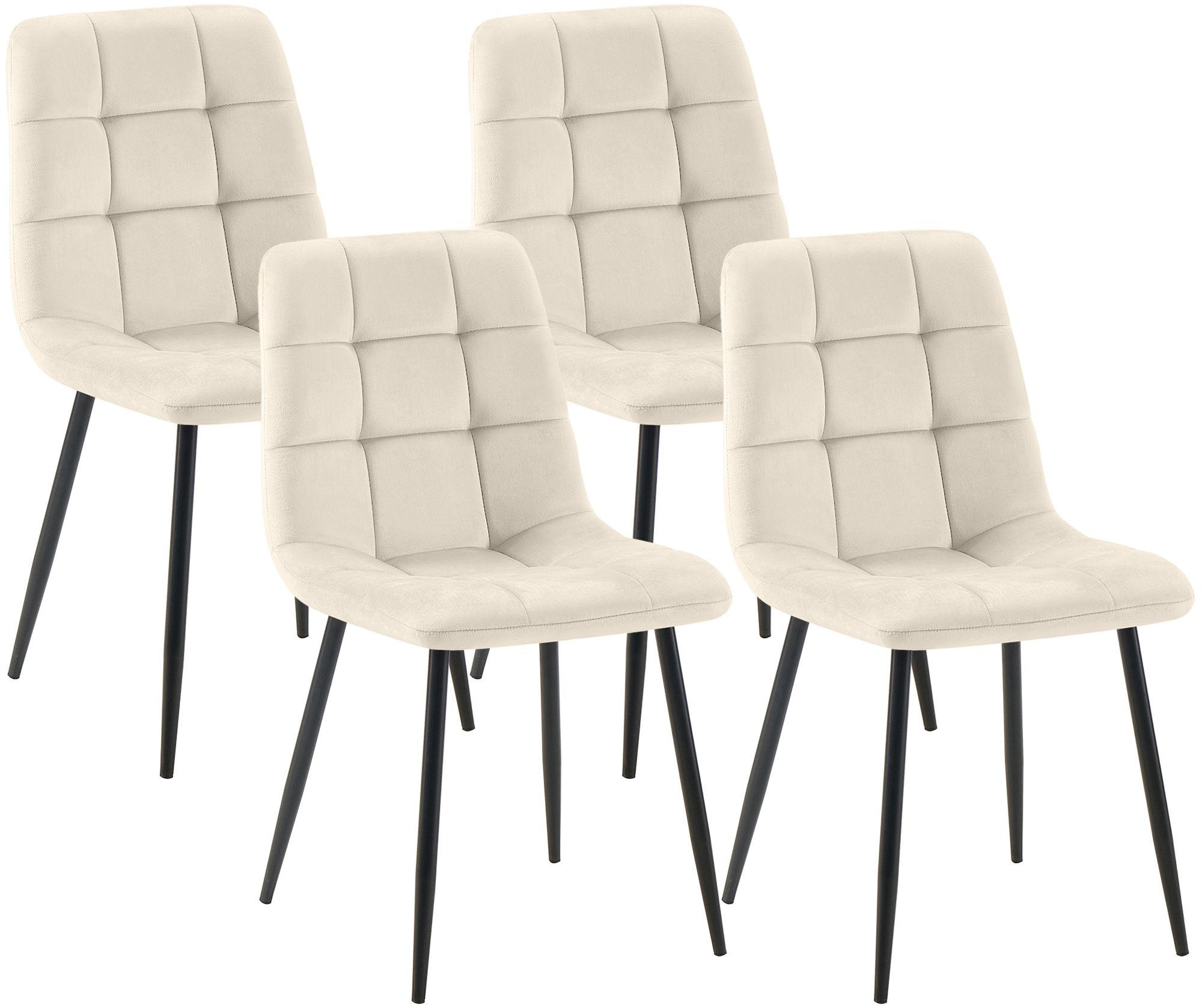 STUHL 4 Samt Creme - Creme/Schwarz, Textil/Metall (45/84/55cm) - CLP