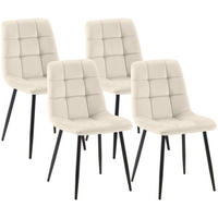STUHL 4 Samt Creme - Creme/Schwarz, Textil/Metall (45/84/55cm) - CLP