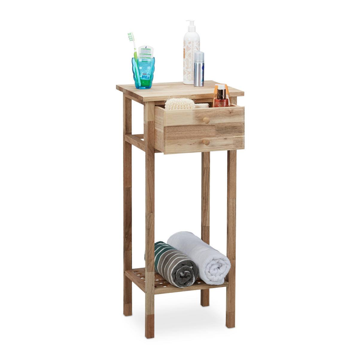 BEISTELLTISCH - Hellbraun, Holz (30/35/80cm) - Relaxdays