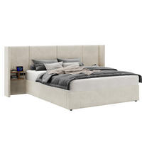 POLSTERBETT mit Stauraum 160x200 cm Samt Beige mit 2 Nachttischen - Beige, Metall (160/200cm) - Meubliv