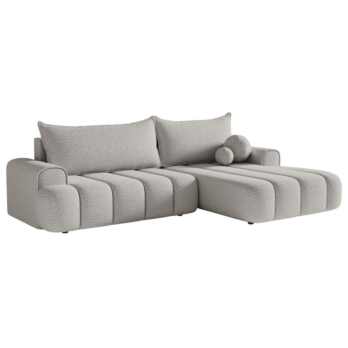 ECKSOFA Dandelino Hellgrau mit Bouclé-Bezug, rechts - Hellgrau/Schwarz, Kunststoff/Textil (172/271cm) - Selsey