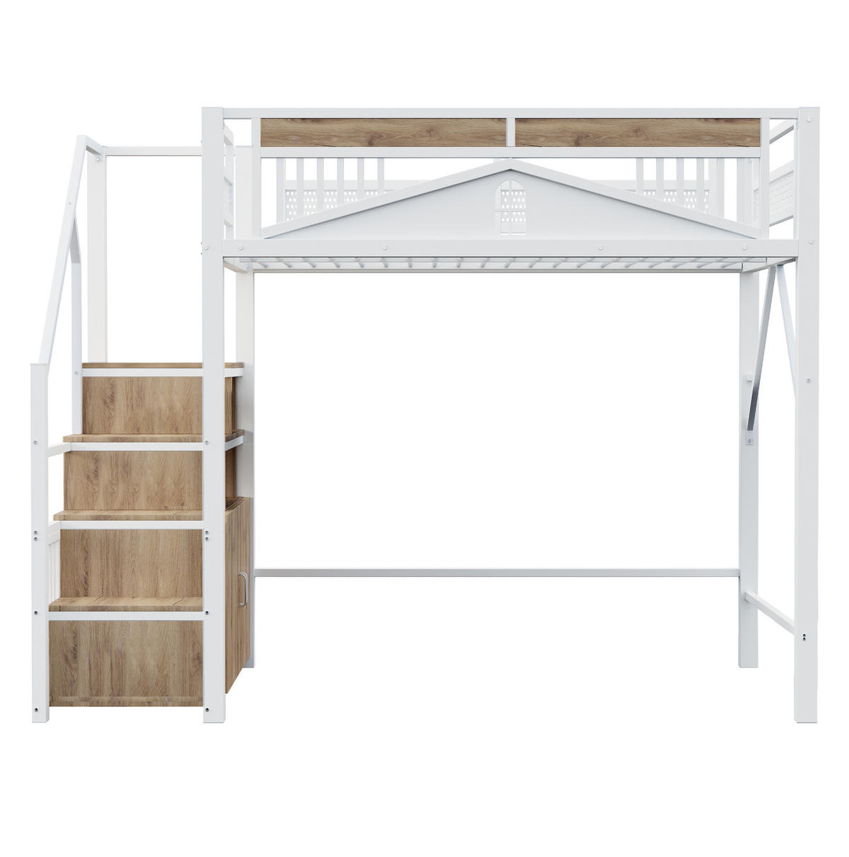 HOCHBETT 140/200 cm aus Metall in Weiß mit Stauraum und Sicherheitszaun - Weiß, Metall (140/200cm) - Flora Grace