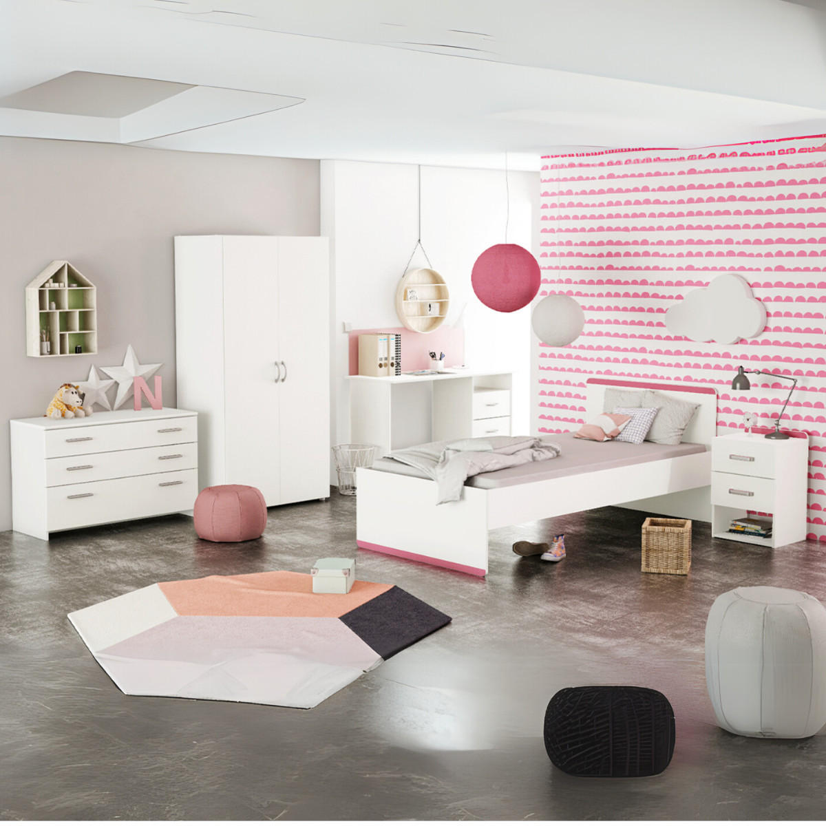 SCHREIBTISCH 1 Fach 3 Schubladen L123 cm - Aristote - Weiß, Holzwerkstoff (123/50.1/76.5cm) - Calicosy