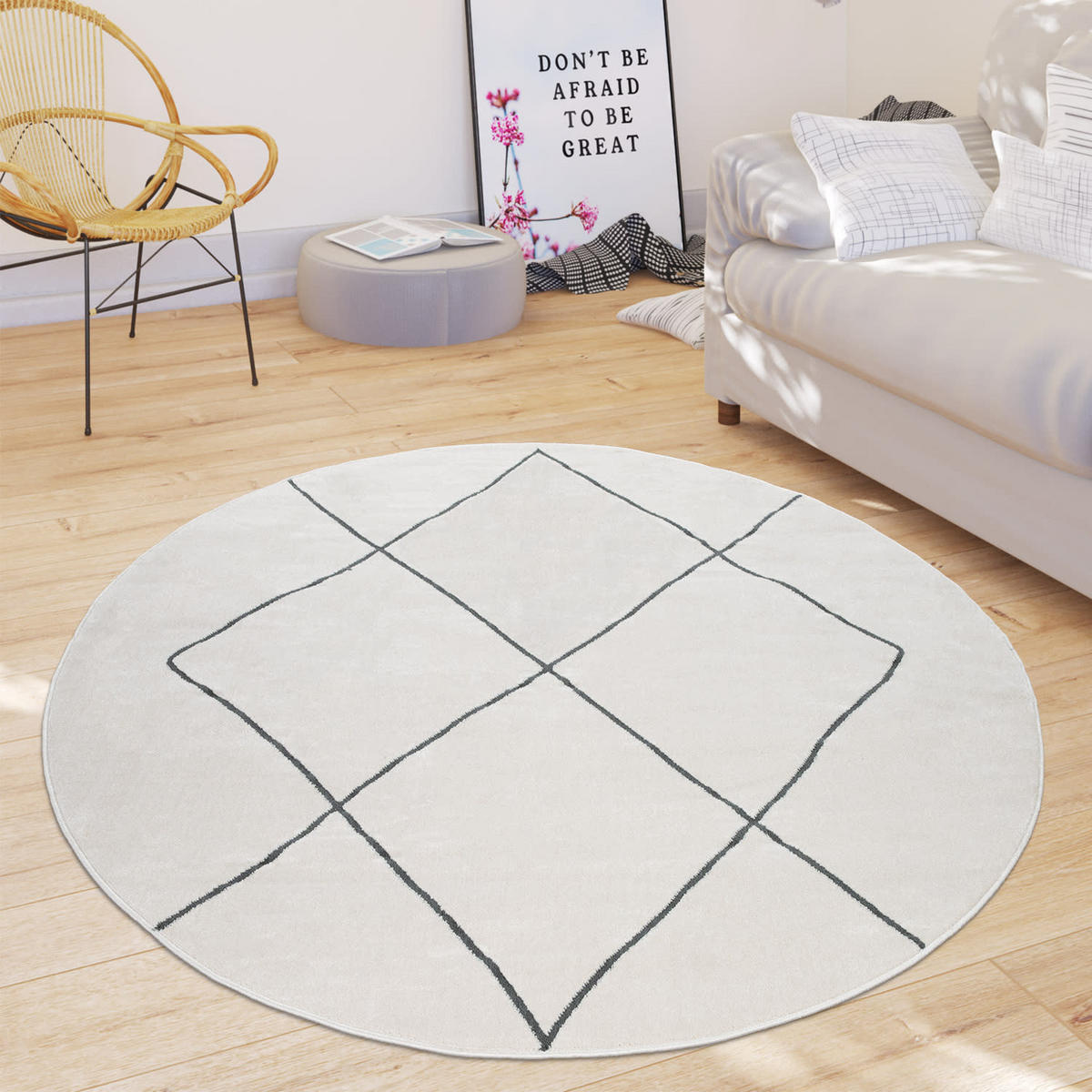 KURZFLORTEPPICH 120/120 cm Haral 787 - Weiß, Kunststoff (120/120cm) - Paco Home
