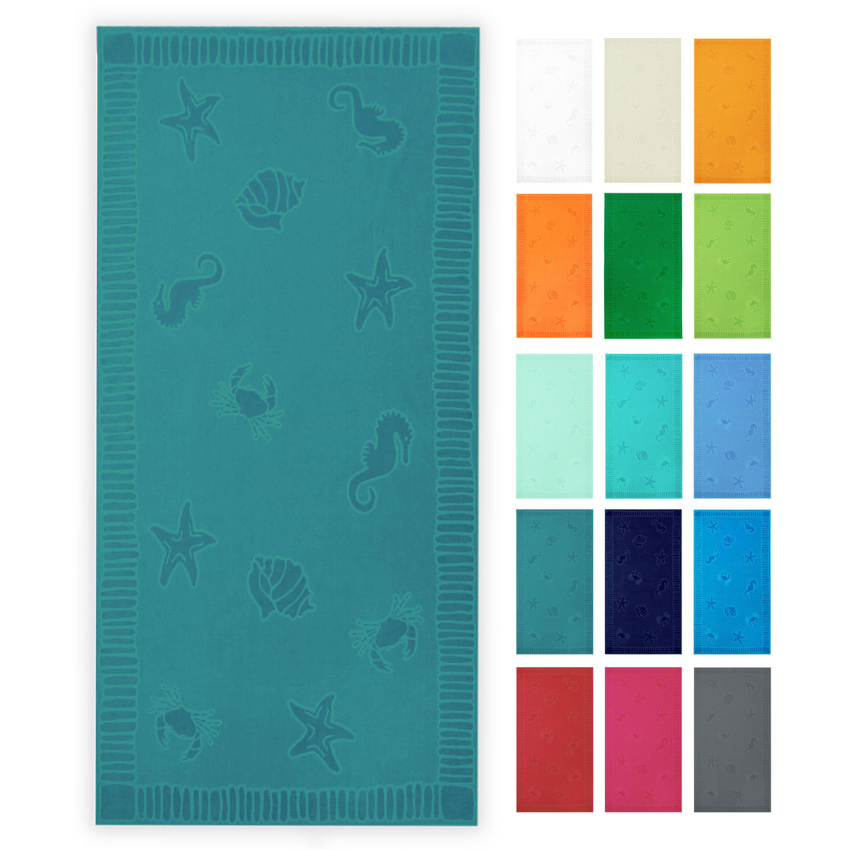 STRANDTUCH, 100x200 cm, 100% Baumwolle, Grün - Petrol, Textil (100/200cm) - Zollner