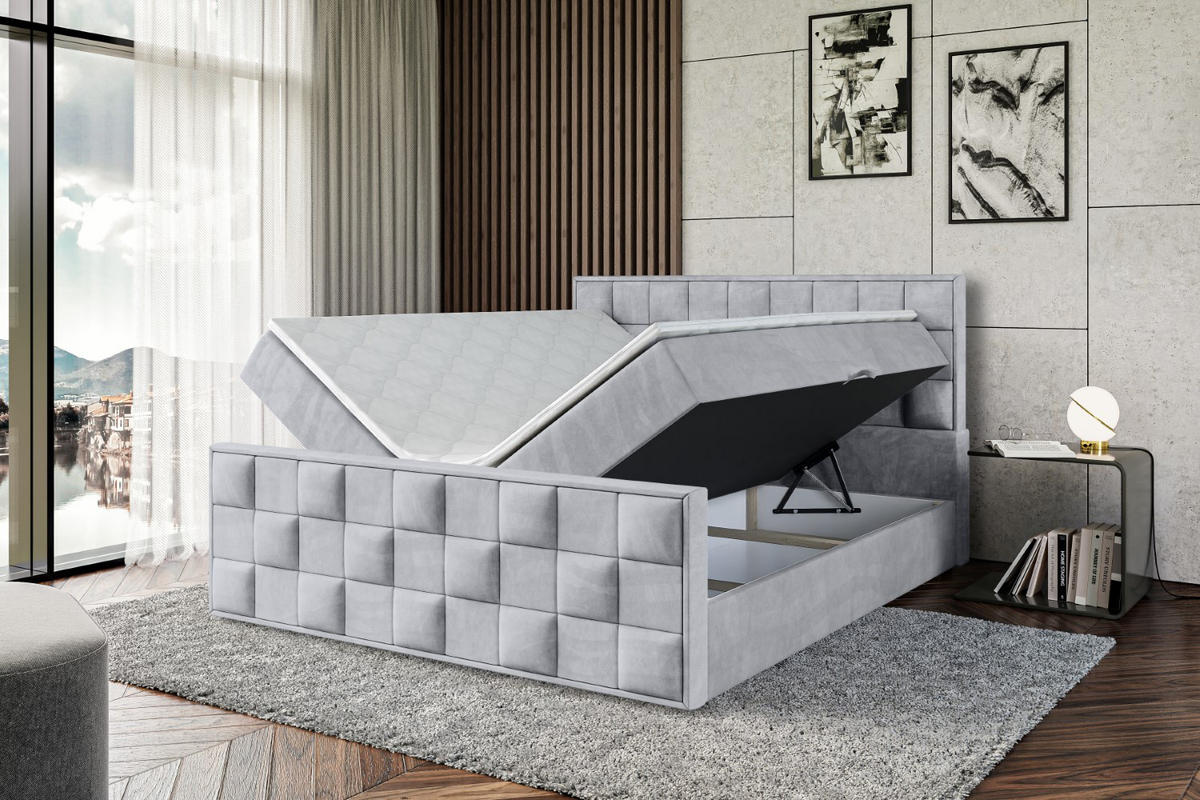 BOXBETT ZAFIRA - 180x200 - H4 - Hellgrau - Hellgrau, Holzwerkstoff (180/200cm) - ALTDECOR