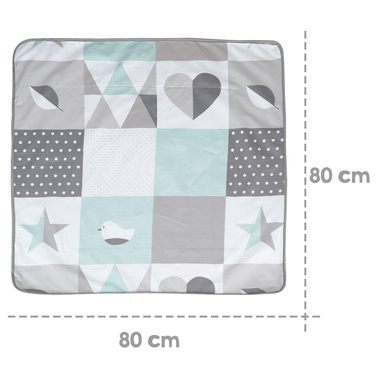 BABYDECKE 80 x 80 cm Happy Patch mint - Mintgrün, Textil (80/80cm) - Roba