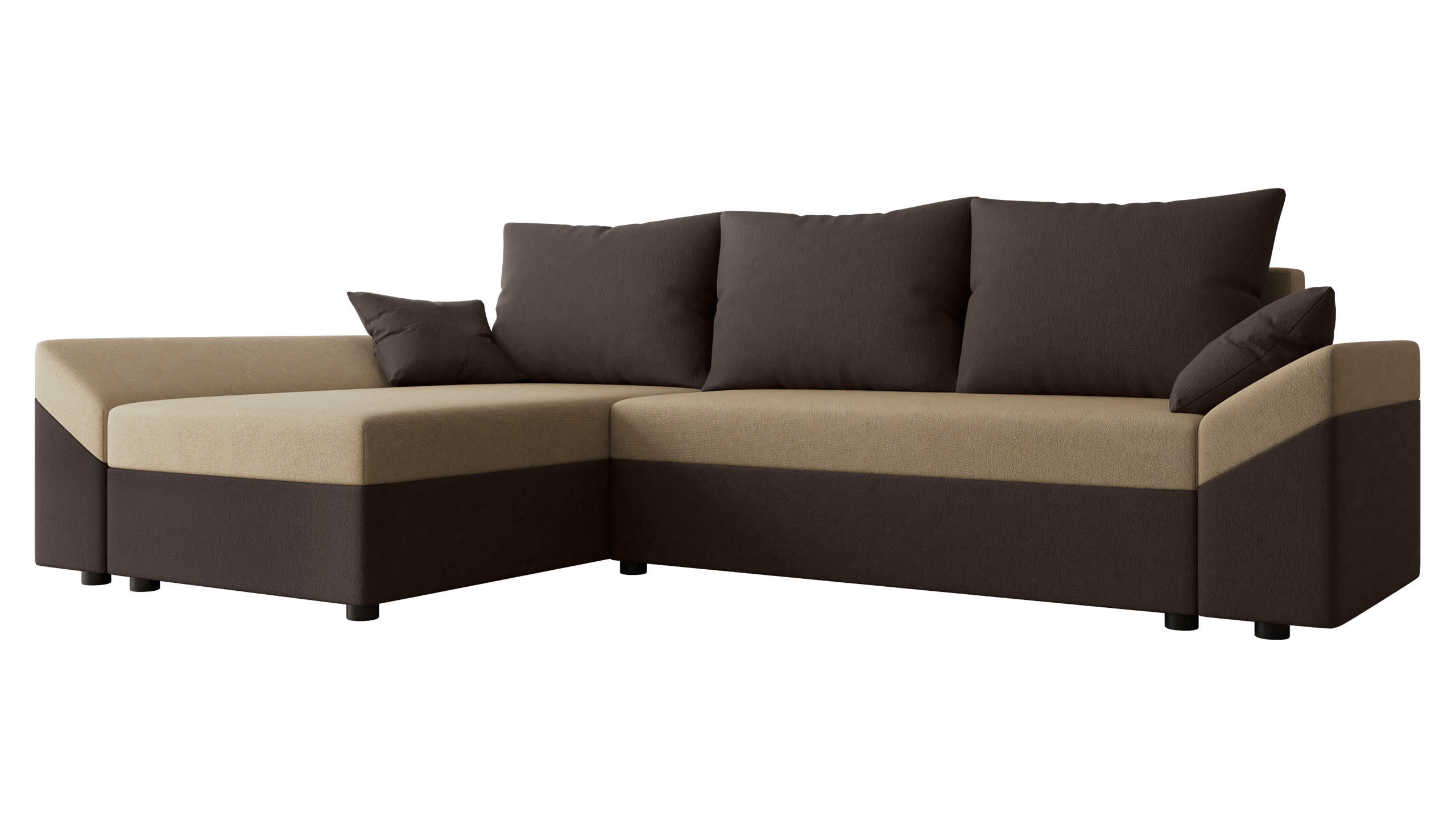 ECKSOFA Dante L - Beige/Schwarz, Holz/Kunststoff (240/140cm) - MIRJAN24