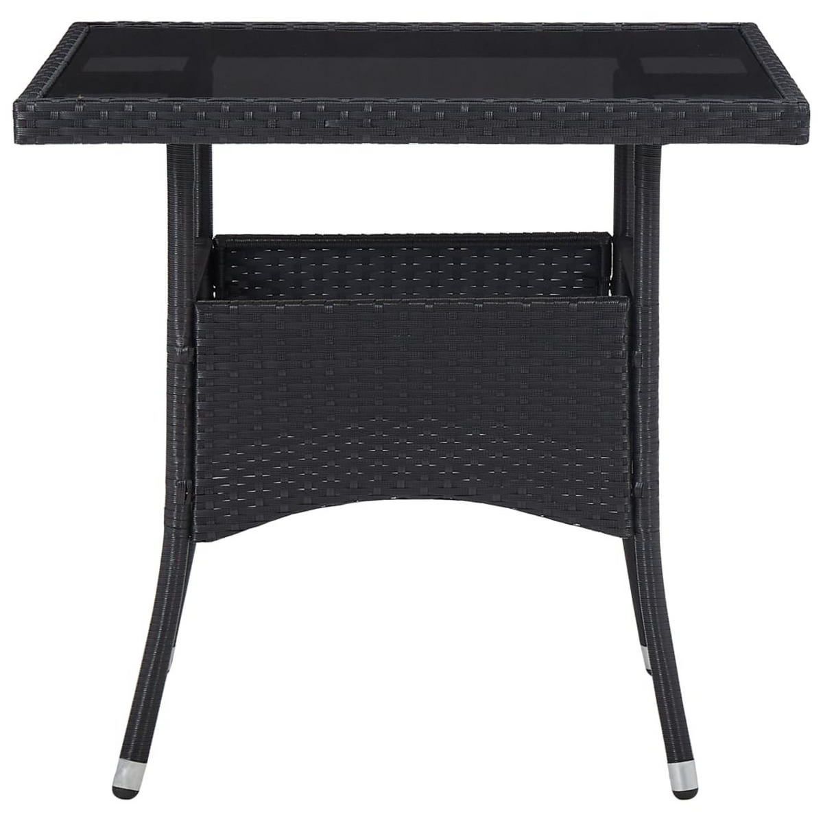 LOUNGEGARNITUR mit Kissen und Bistrotisch, aus Poly Rattan und Glas, in Schwarz, 3-teiliges Set - Schwarz, Kunststoff - vidaXL