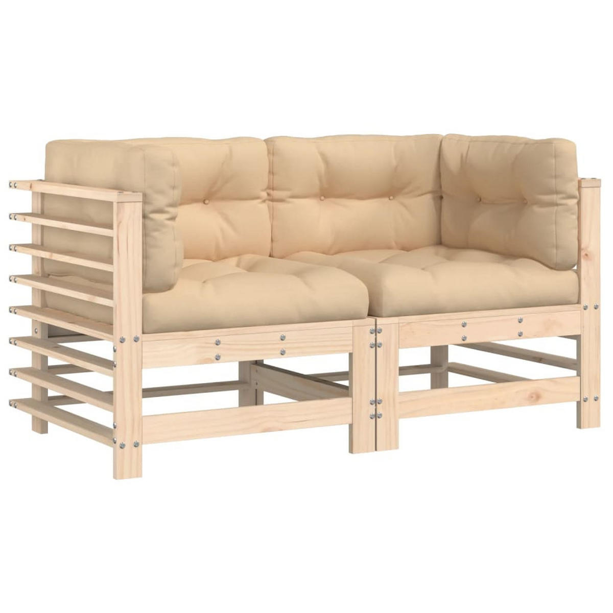 GARTENSOFA TYNOJ 63.5/60/63.5 cm （2-SITZER） - Braun, Holz (63.5/60/63.5cm) - ZMH