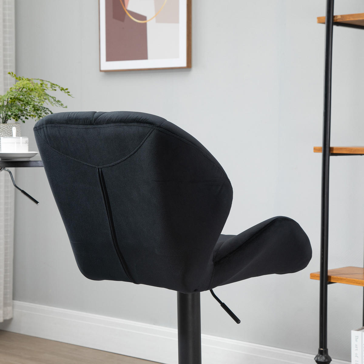 BARHOCKER, Samtartiges Polyester Schwarz - Schwarz, Kunststoff (57.5/93/51.5cm) - HOMCOM