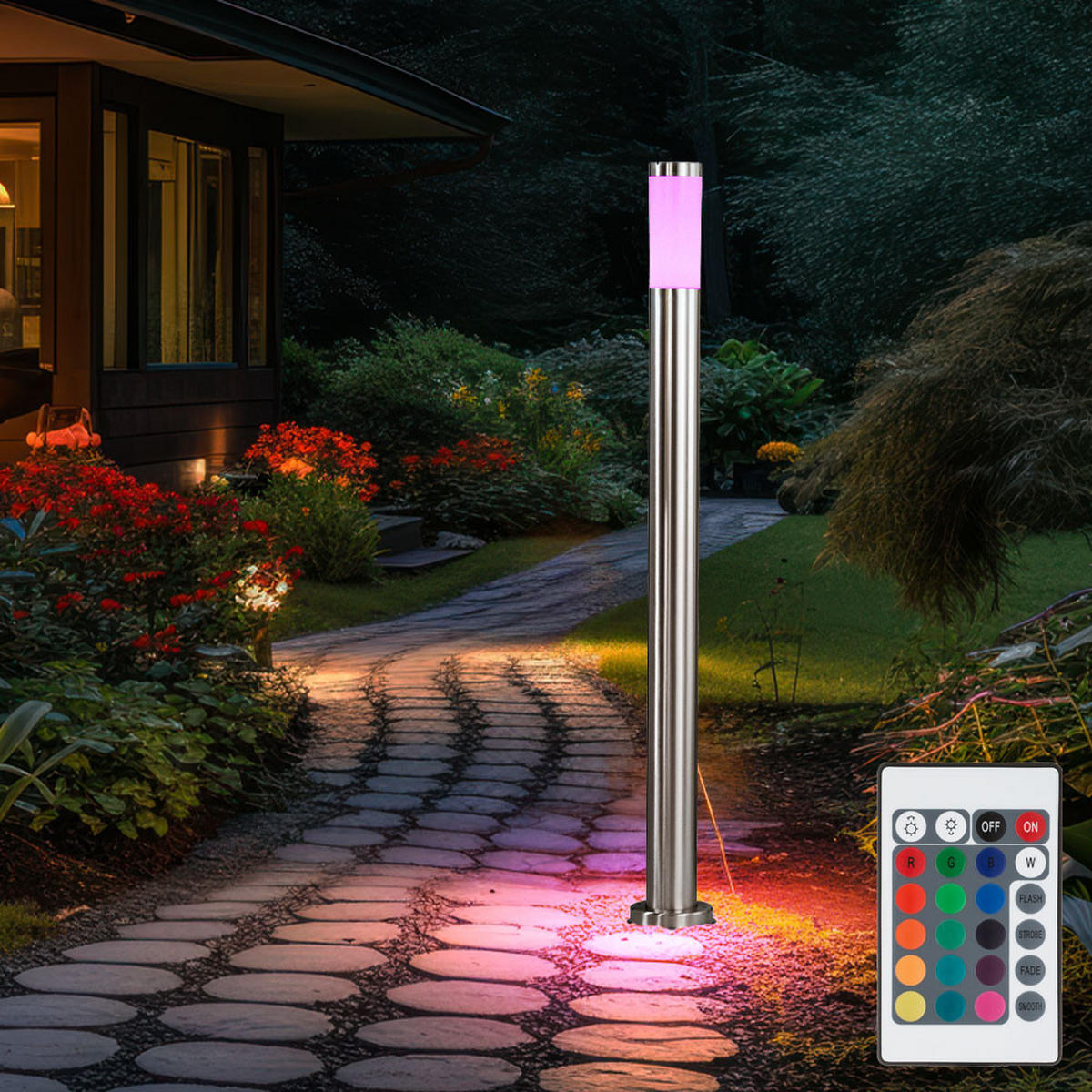 LED WEGELEUCHTE Edelstahl Silber - Silberfarben, Kunststoff/Metall (13/110/13cm)