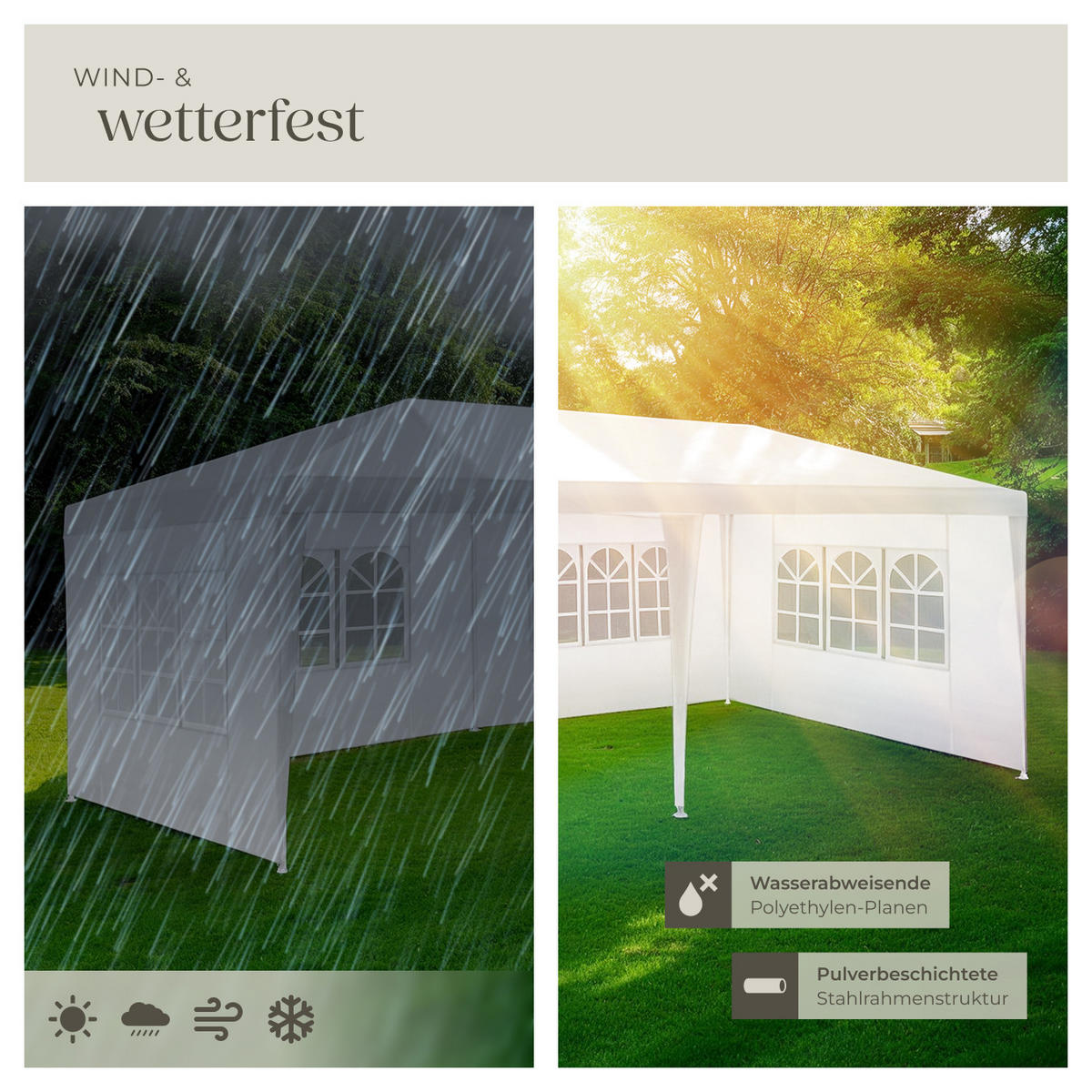 PAVILLON Novara,wasserdicht,weiß - Weiß, Kunststoff (300/250/600cm) - tectake