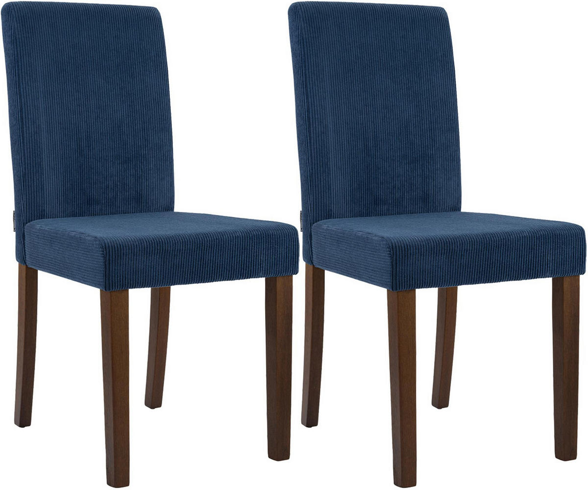 ESSZIMMERSTUHL 2er Set Cord Blau - Blau, Holz/Textil (41/91/47cm) - CLP