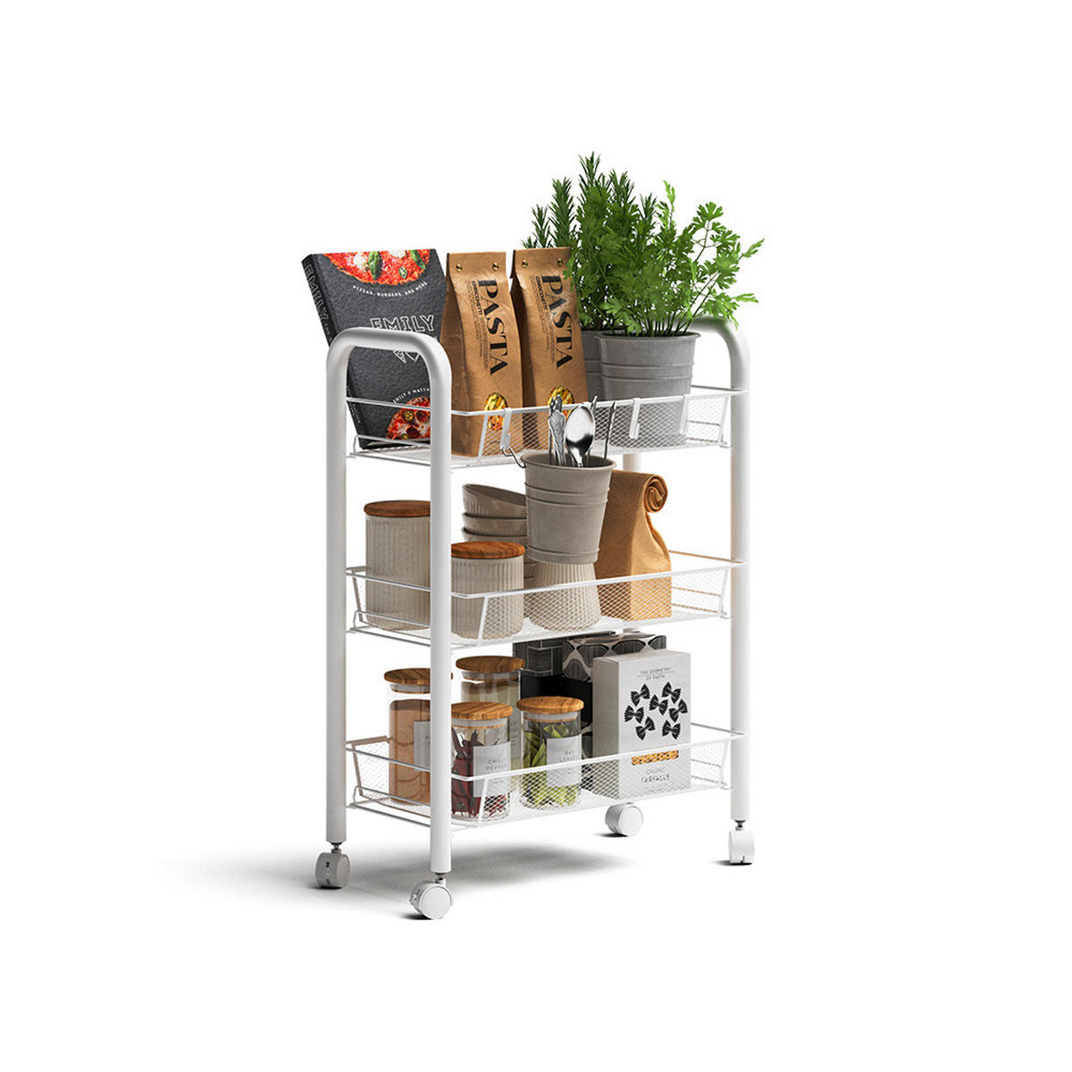 POJÍZDNÝ KONTEJNER Tarro Bílá - bílá, kov (45/64/27cm) - Vicco