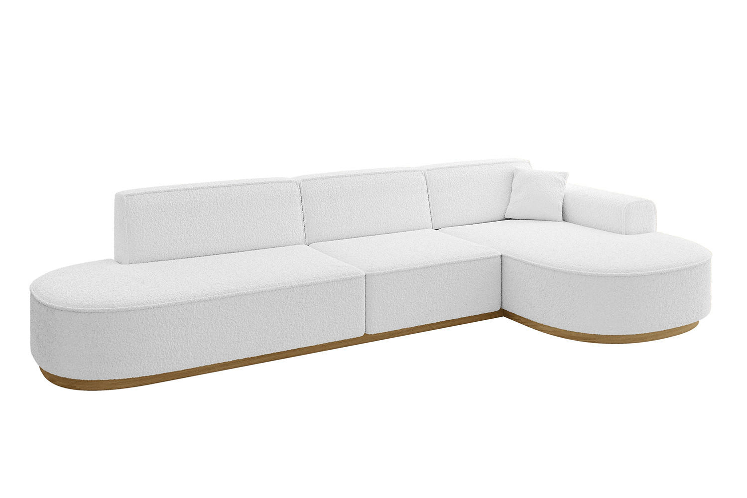 ECKSOFA Ottomane Rechts MARI-L2-v2 - 328x171x83 cm Weiß Bouclé - Weiß, Holzwerkstoff/Textil (171/328cm) - ALTDECOR