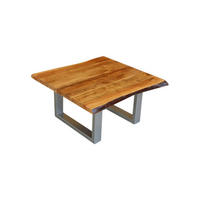 COUCHTISCH LORE Holz Akazie - Silberfarben/Naturfarben, Holz/Metall (80/80/42.5cm) - KAWOLA