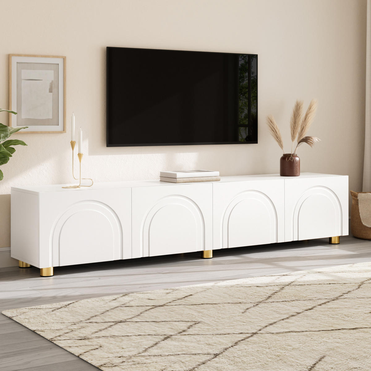 TV-SCHRANK mit 4 Türen 180 x 35 x 40 cm Weiß - Weiß, Holzwerkstoff (35/40/180cm) - Beauniv
