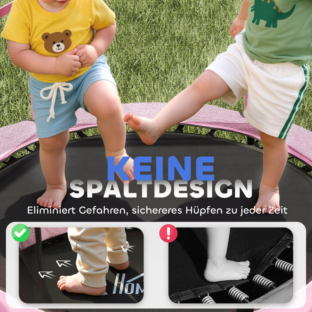 KINDERTRAMPOLIN - Rosa, Kunststoff/Metall (140/140cm) - HOMCOM