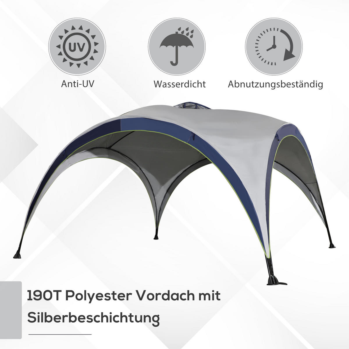 GARTENZELT Cremeweiß, Polyester, Metall - Creme, Kunststoff (400/400cm) - Outsunny