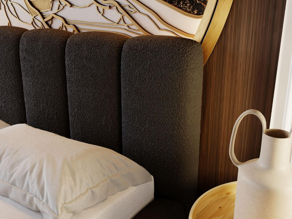 POLSTERBETT Cloud 180x200 Bouclé-Stoff Schwarz - Schwarz, Textil (180/200cm) - Graingold