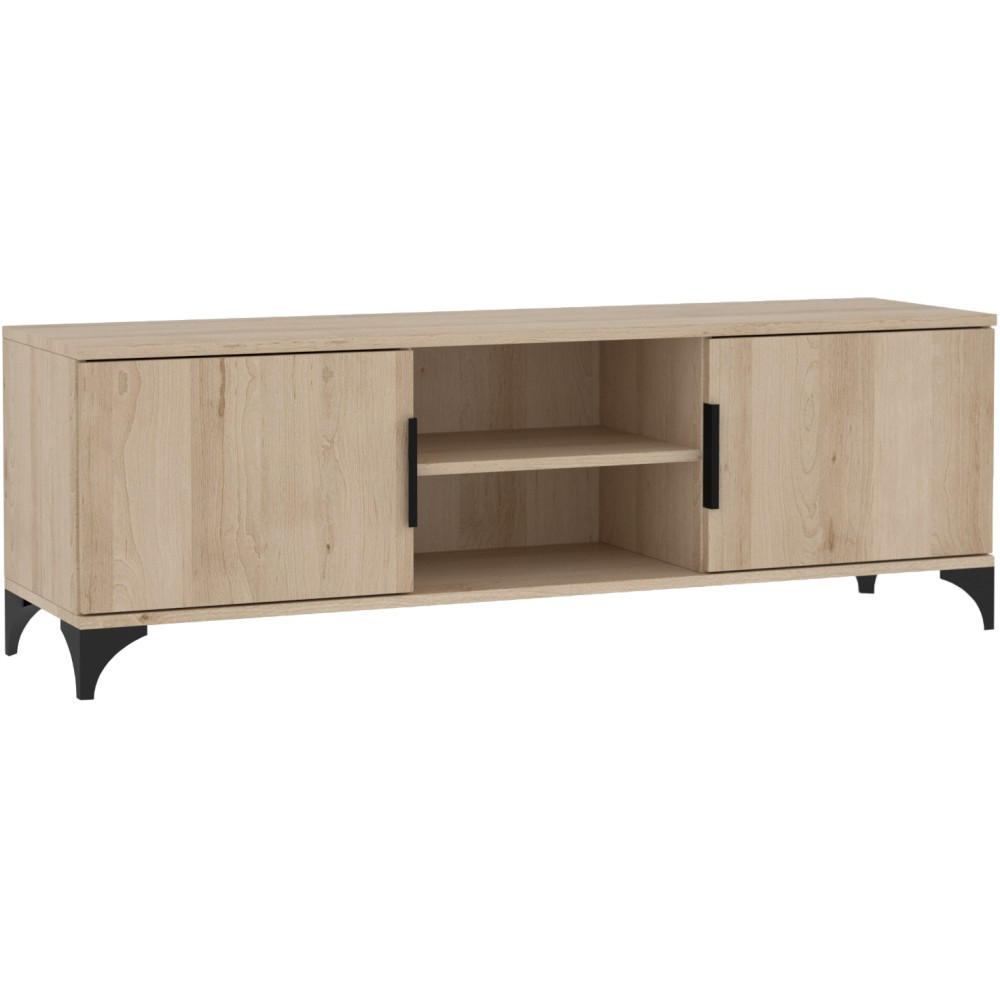 LOWBOARD Home mit 2 Türen, mit Griffen, eiche Artisan - Schwarz/Eiche Artisan, Holzwerkstoff (150/50/40cm) - Beautysofa