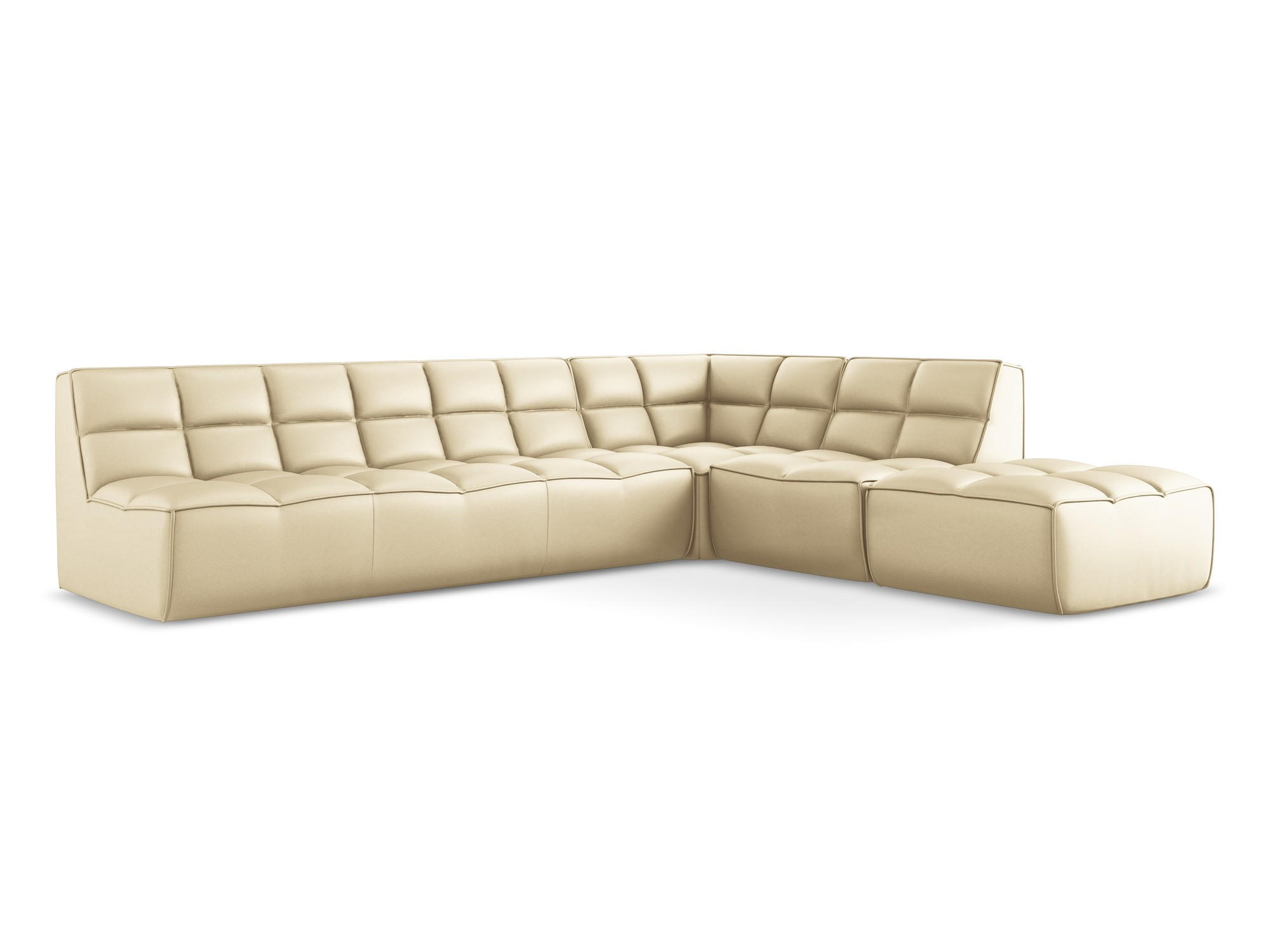 ECKSOFA Beidseitig Kunstleder Beige - Beige/Schwarz, Leder/Kunststoff (308/258cm) - Makamii