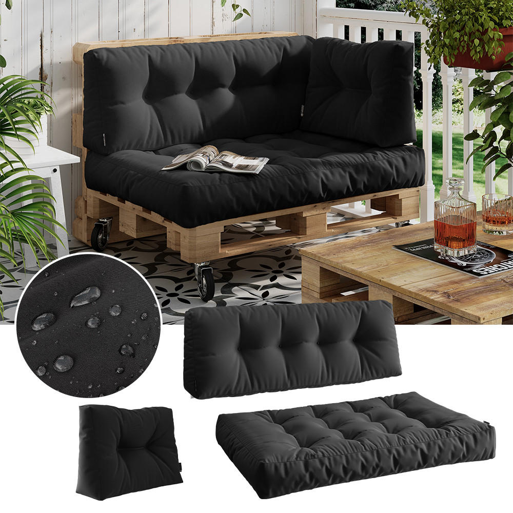 PALETTENKISSEN SET Ohio Anthrazit 3 Teile, wasserabweisend - Anthrazit, Textil (120/15/80cm) - Vicco