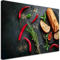 WANDBILD lebensmittelgewürze für die küche - Rot, Textil (60/40cm) - Feeby