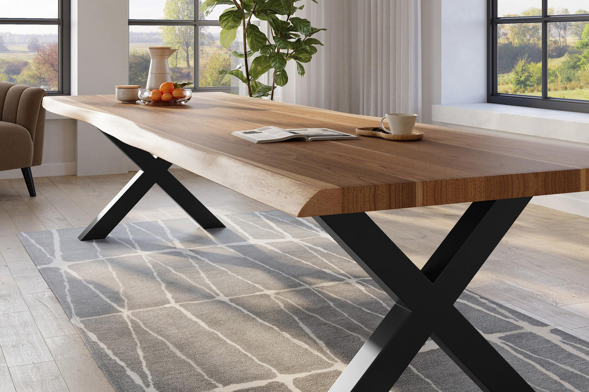 ESSTISCH TITAN - Beige/Schwarz, Holz (120/350/79cm) - SAM