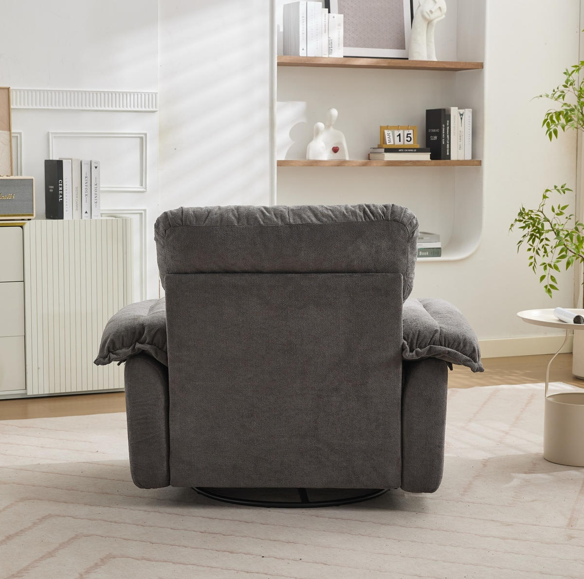 DREHSESSEL aus Chenille mit 360°-Drehfunktion – bis 136 kg belastbar - Grau, Textil (84/96/116cm) - BEAOK