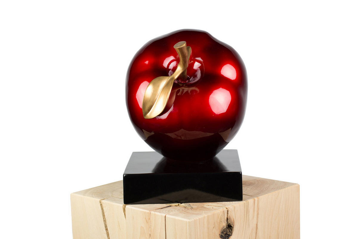 SKULPTUR Gold 31/31 cm - Rot/Goldfarben, Stein (3.5/31/23cm) - KUNSTLOFT