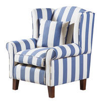 SESSEL ohne Hocker - Webstoff - Blau gestreift - Blau, Holz/Textil (78/95/78cm) - home24