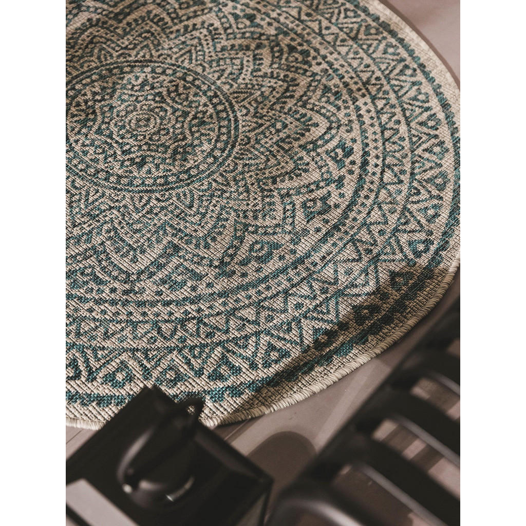 Thumbnail - benuta Nest Outdoorteppich, Beige, Textil, Grafikmuster, Rund, 120x120 cm, Oeko-Tex® Standard 100, wasserabweisend, Tepp...