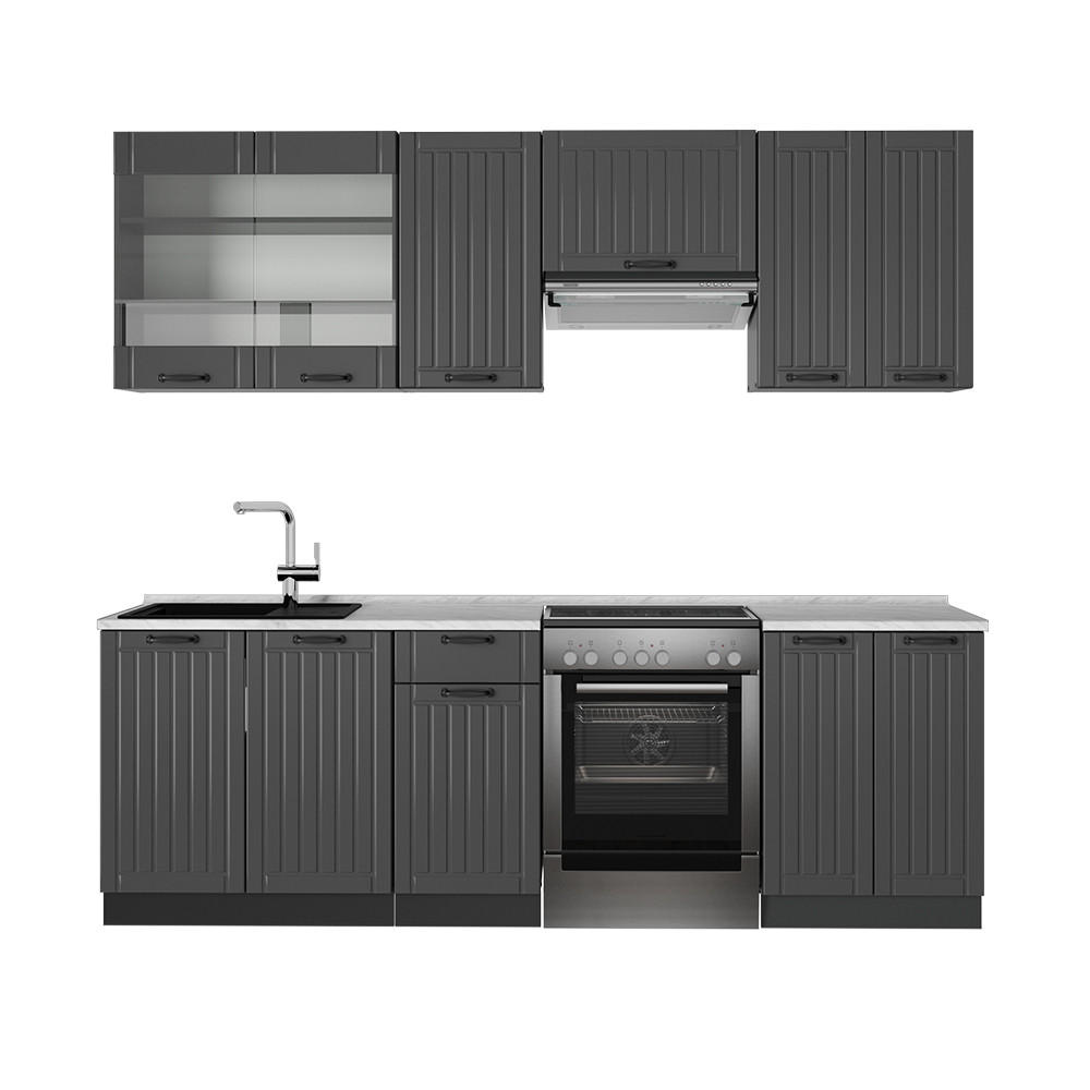 Vicco Küchenzeile Dunkelgrau, Anthrazit 240x81.6x60 cm