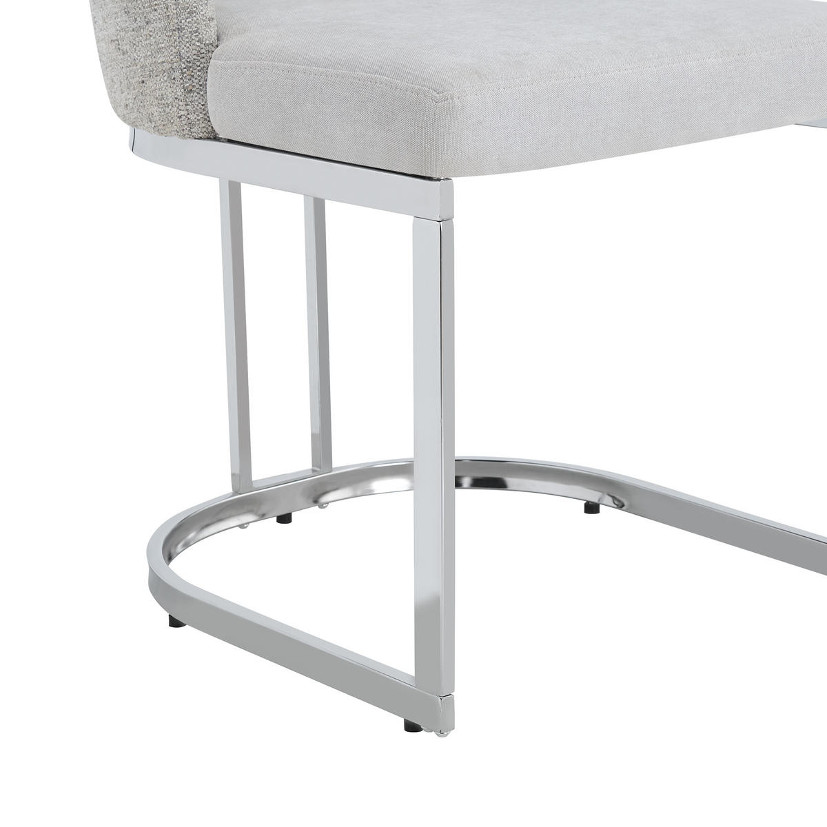 STUHL-SET DE-35869 4 Stück mit Silberbeinen Hellgrau - Grau, Metall (53.5/86/61.5cm) - ComfortXL