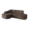 ECKSOFA Ottomane Links MARI-L1-v3 - 232x163x81 cm Braun Velours - Schwarz/Braun, Holzwerkstoff/Kunststoff (232/163cm) - ALTDECOR