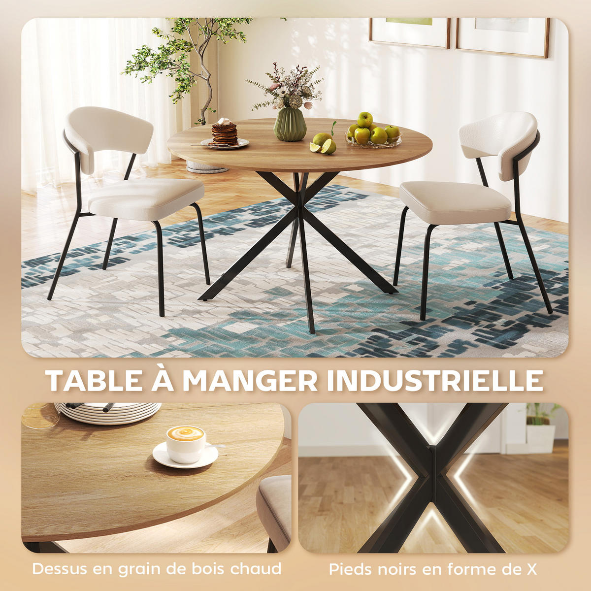 ESSTISCH Runder DE-16506 Eiche - Eichefarben, Holzwerkstoff (120/120/75cm) - ComfortXL