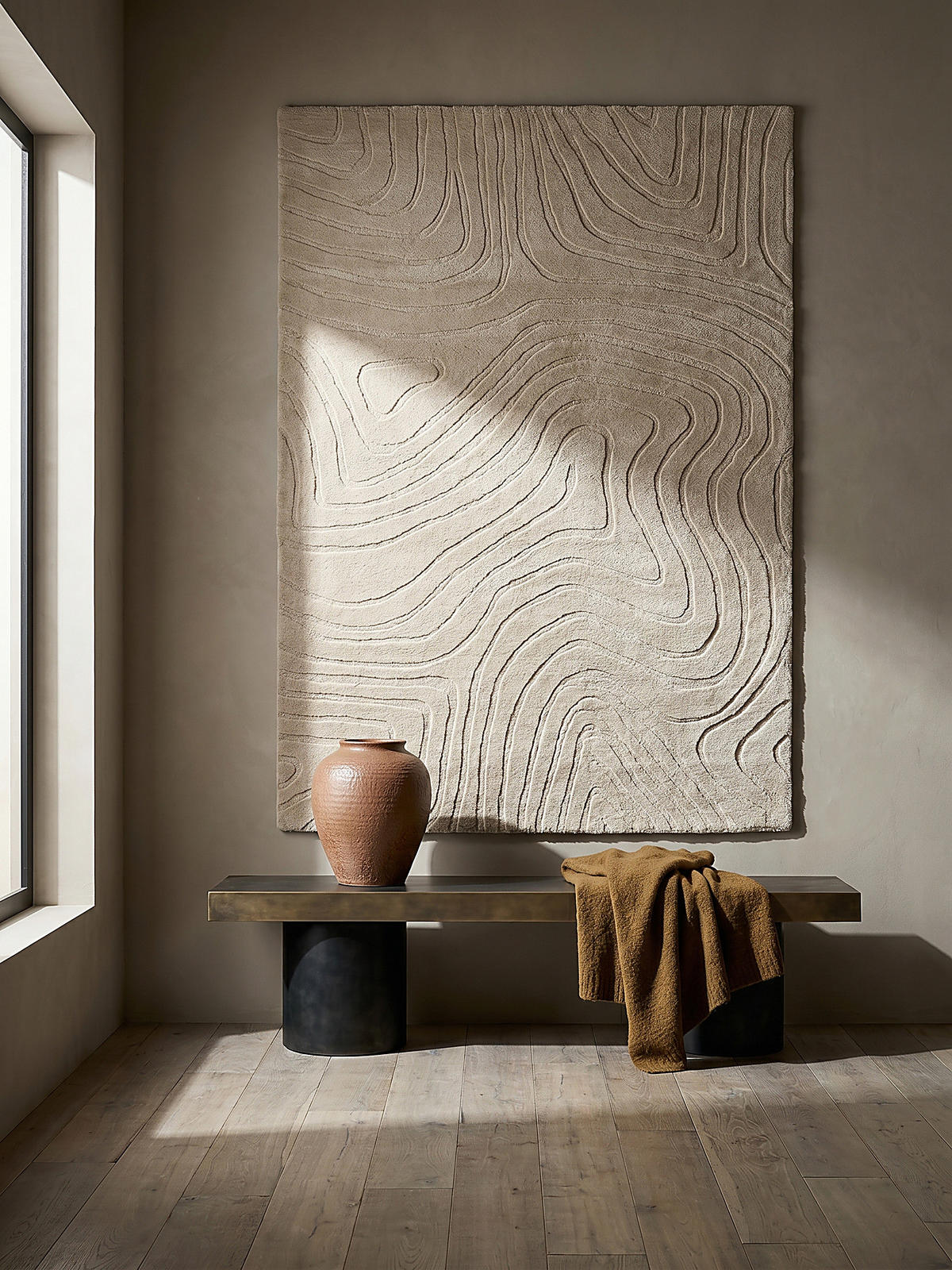 WOLLTEPPICH LEVEN, abstrakt, Beige, 60 x 230 cm - Beige, Textil (60/230cm) - KADIMA DESIGN