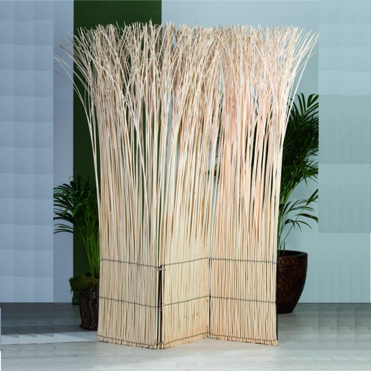 RAUMTEILER Nature 3-tlg. Weidenholz geblichen - Naturfarben, Naturmaterialien (120/160/3cm) - DESIGN DELIGHTS