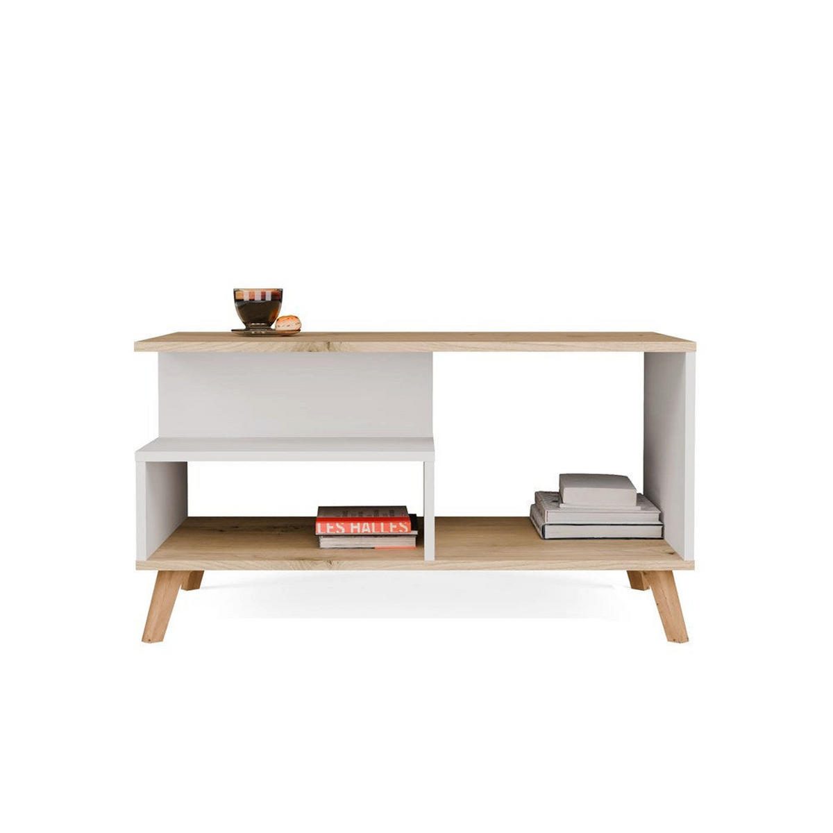 COUCHTISCH Liva Weiß/Eiche - Weiß, Holzwerkstoff (48/90/49cm) - kommodly