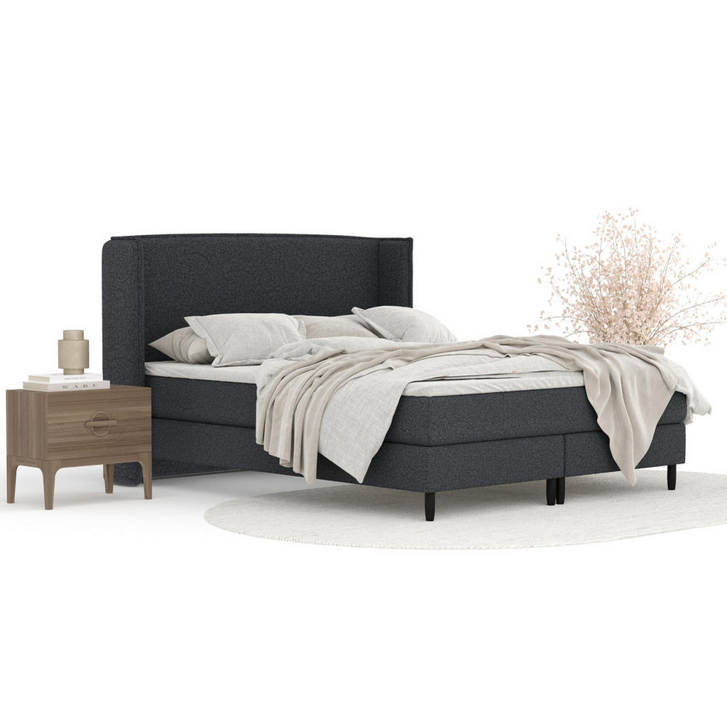 Thumbnail - Maison de Reve Kontinentalbett, Schwarz, Textil, Buche, Kiefer, H3, Höhe ca. 20 cm, 200x200 cm, FSC 100%, Made in EU, Oe...