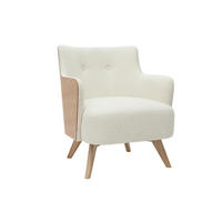 SESSEL skandinavisch Woll-Effekt Holz VALMY - Weiß, Textil (76/79/66cm) - Miliboo