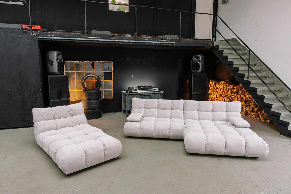 SITZGRUPPE VIVIEN 3ER SET Silber Cord - Silberfarben, Kunststoff/Textil (510/85/359cm) - KAWOLA