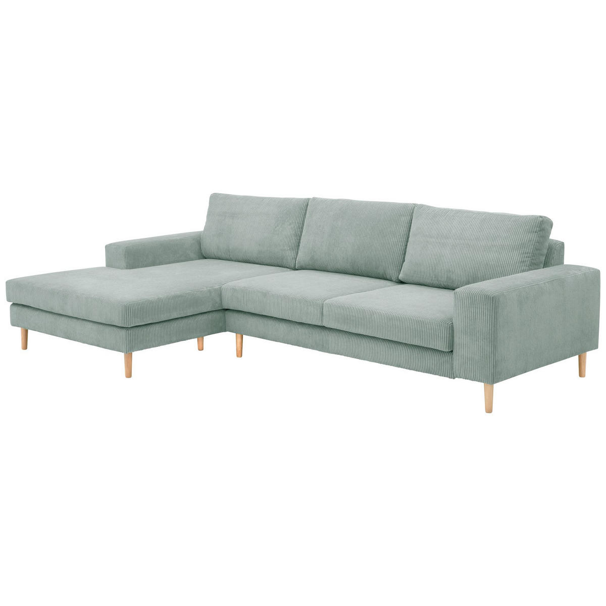 SOFA mit Longchair links Kaylynn Cordstoff silber - Silberfarben, Kunststoff (175/294cm) - 58aufmkessel