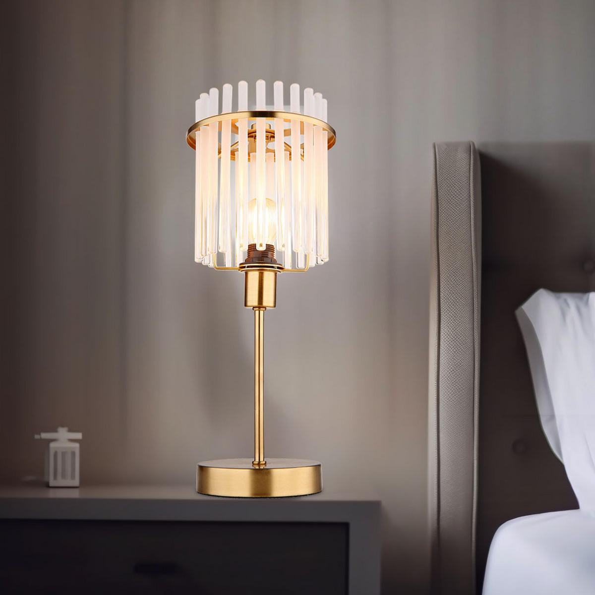 LED TISCHLEUCHTE GORLEY Metall Gold - Goldfarben, Glas (15/15/37.5cm) - Globo Lighting